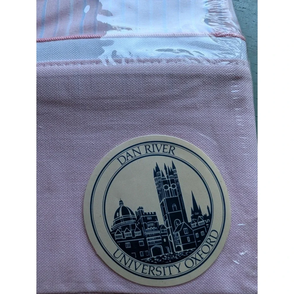 VTG NEW‎ USA Dan River TWO KING PILLOWCASES 20 X 40 Pink& Light Blue Stripes